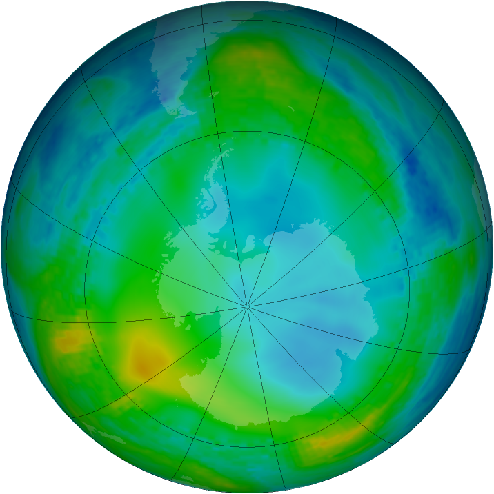 Antarctic ozone map for 10 July 2004